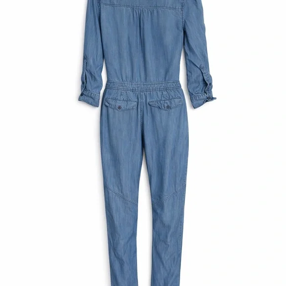 Bebe Light Blue Denim Jumpsuit with Zip Front size 8 - Picture 3 of 3